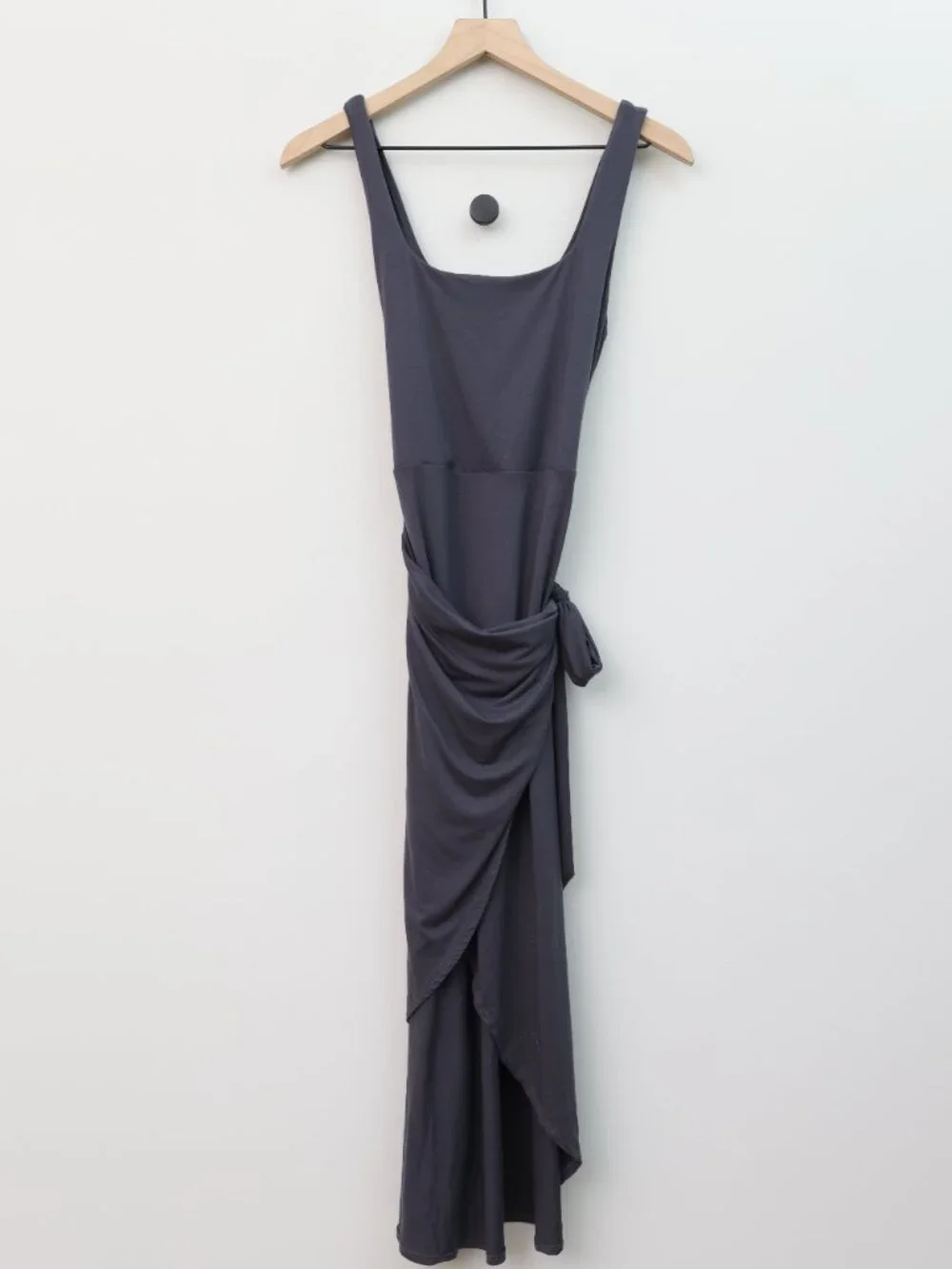 Quince Tencel Jersey Side Tie Midi Dress Carbon Grey Medium - Picture 2 of 4